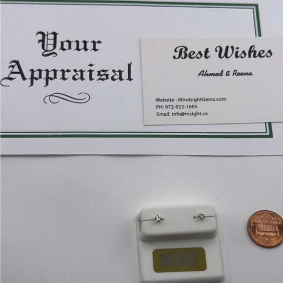 10K Solid Gold Earrings | Free Appraisal | 2mm Gold Kids Studs | VVS Swarowski - Picture 3 of 5